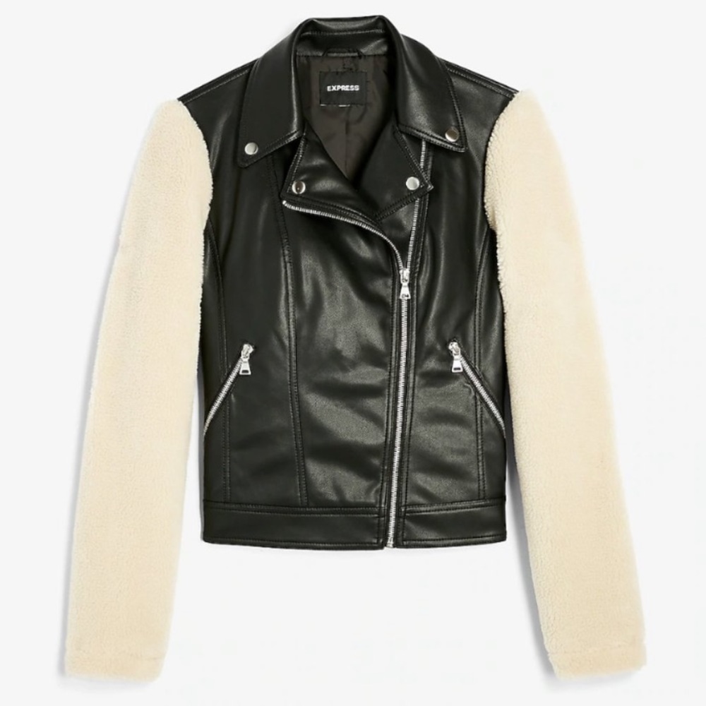 **~HOST PICK~** Express (Minus The) Leather Sherpa Sleeve Vegan Leather Jacket